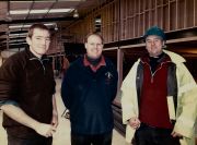 L-R Rod Austin, Robert Stubbs and Charles Stubbs building Brigg Garden Centre in 2004